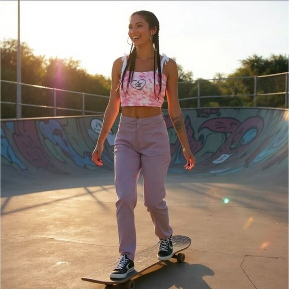 Yin Yang Tie Dye Pink & White Cami Top by Zemeta – Cosmic Balance Edition NWT M - Picture 3 of 6